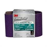 3M SandBlaster Sanding Belts 99193, 3 in x 21 in, Coarse - 50 grit, 3/pk