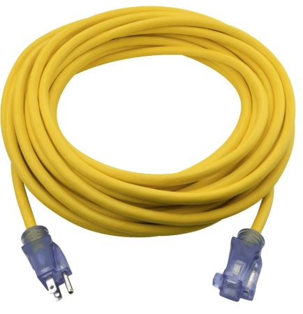 50ft 12/3 SJTW Yellow Jobsite® Outdoor Extension Cord w/ Power Indicaor Light 2