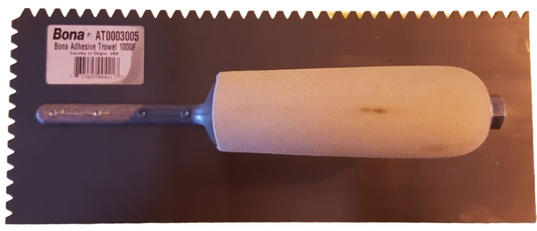 Bona Adhesive Trowel 1000F, 5/32' X 5/32' X 5/32' V-notch 2