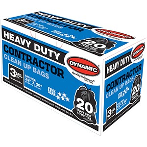 Dynamic 00700 42 Gal 3mil Black Heavy Duty Contractor Trash Bag 20Ct —  Painters Solutions