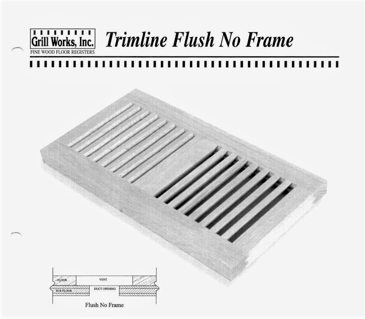 Unfinished Maple Flush (no/frame) Vent, 4 X 10 (duct), Trimline