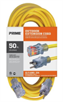50ft 12/3 SJTW Yellow Jobsite® Outdoor Extension Cord w/ Power Indicaor Light